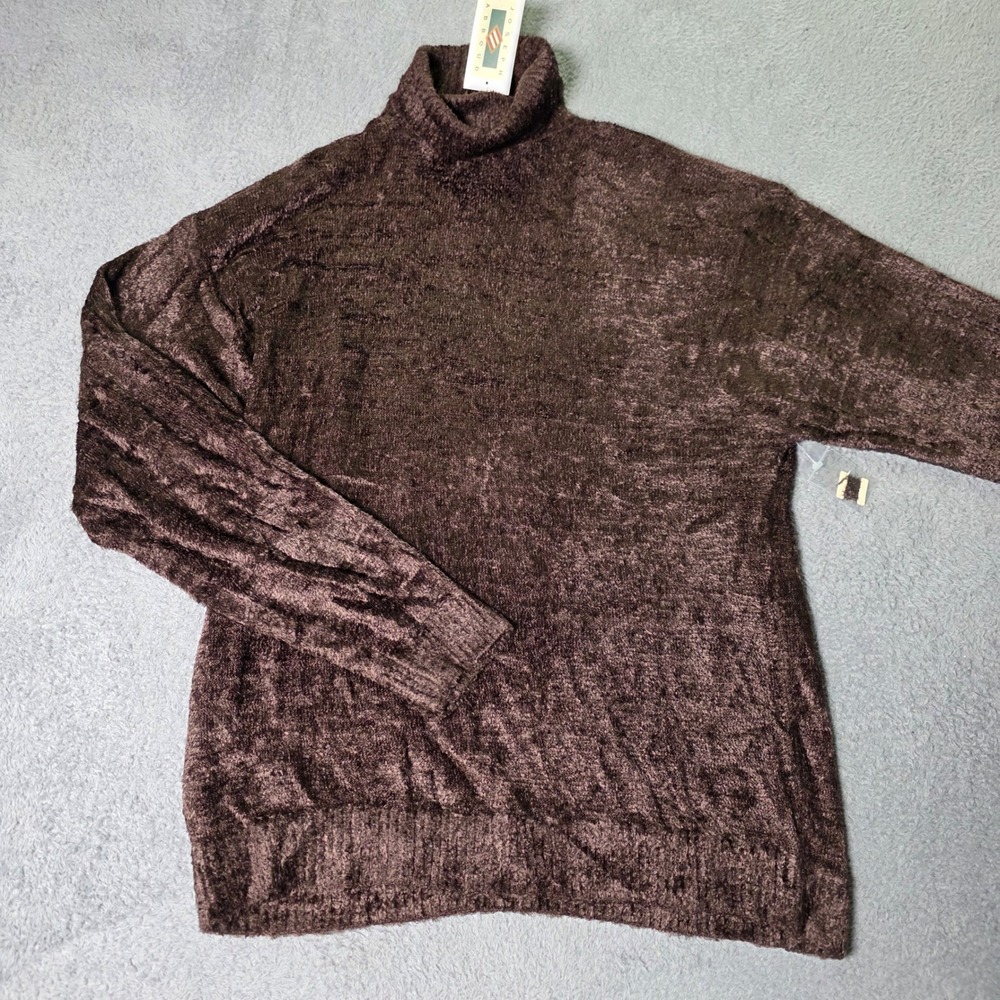 Joseph Abboud Mens XL Turtleneck Sweater Brown Barcelona Nights Italian Yarn